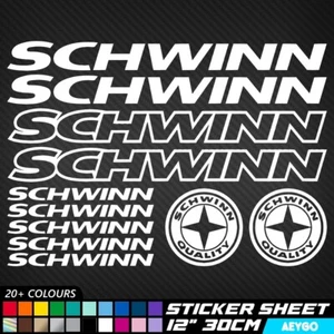 18x SCHWINN Vinyl Aufkleber Sticker Blatt Fahrrad Rahmen Radfahren Cycle Bicycle MX MTB - Bild 1 von 3