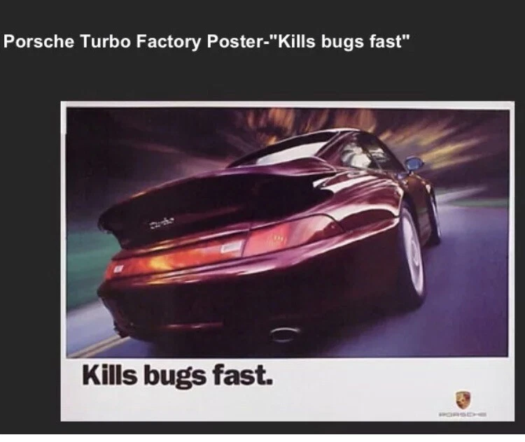 Porsche Turbo "Mata insectos rápido" ¡Original! ¡Póster de coche de envío gratuito especial 2025! $49,95 Foto 1 de 1