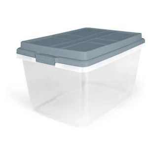 Hefty 72 Qt Hi-Rise Stackable Plastic Storage Bin with Lid, 6 Pack, Smoke Blue - Picture 1 of 12