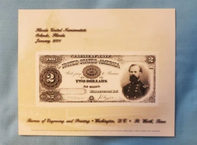 FLORIDA UNITED NUMISMATIC "ORLANDO FLORIDA" $2 SOUVENIR CARD JAN. 2001  LOOK!! - Image 1 of 2