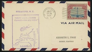 CAM20 Syracuse First All Night Flight 1930 Airmail Cover 5c Postage #C11 USA - Picture 1 of 1