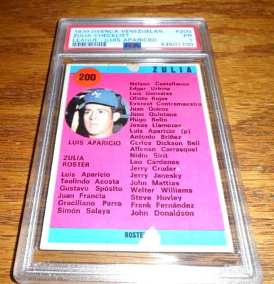 1970 Ovenca Venezuela Luis Aparicio HOF Checklist PSA 1 Pr #200 Zulia Venezuelan - Image 1 of 3