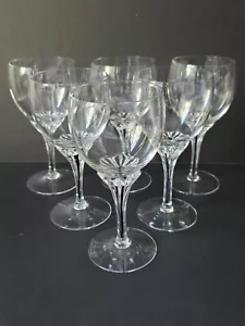 (6) VINTAGE BELFOR "EXQUISITE" CRYSTAL CLARET WINE GLASSES WITH BLACK STEM - Picture 1 of 8