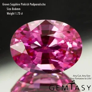 Cut stone - Sapphire Padparadscha Czochralski Pulled lab grown 8x6mm 1.49-1.82ct - Picture 1 of 4
