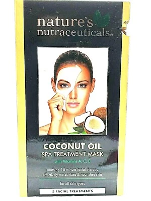 COCONUT OIL Spa Treatment 5 Masks 15 Min Facial Therapy NATURE'S NUTRACEUTICALS - Image 1 of 4