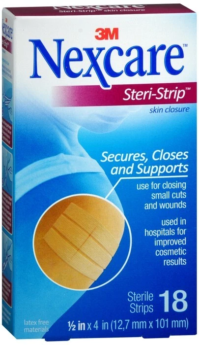 Cierres para heridas Nexcare Steri-Strip 0,5 X 4 en 18 EA Foto 1 de 1