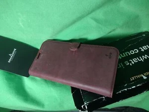 Funda Cartera Cuero Premium para Smartphone - Vintage Borgoña - Imagen 1 de 3