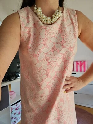 ♥ Blogger H&M Etuikleid Spitzenkleid Sommerkleid Kleid pink geblümt M L Spitze ♥ - Bild 1 von 3