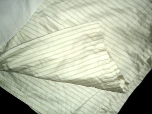 RESTORATION HARDWARE RAILROAD STRIPE GRAY CREAM SATEEN FULL BEDSKIRT 14" SPLIT - Picture 1 of 6