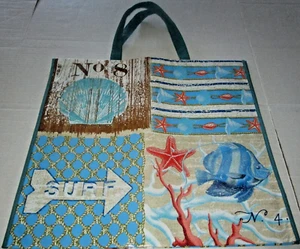 Coastal Tote Bag ~ NAUTICAL ICONS ~ 19" x 18" x 7" - Picture 1 of 1