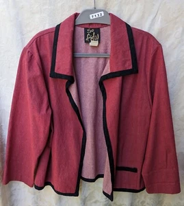 Vintage So Aida! San Francisco Designer Red Jacket Black Trim Size Large - Picture 1 of 6