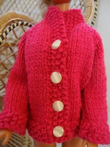 Handgestrickter Pullover 11,5 Zoll Puppenkleidung rosrosa Baumwolle passt Mode wie Barbie - Bild 1 von 2