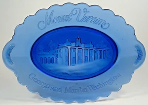 Placa ovalada Mount Vernon George and Martha Washington azul cobalto de colección Avon - Imagen 1 de 5