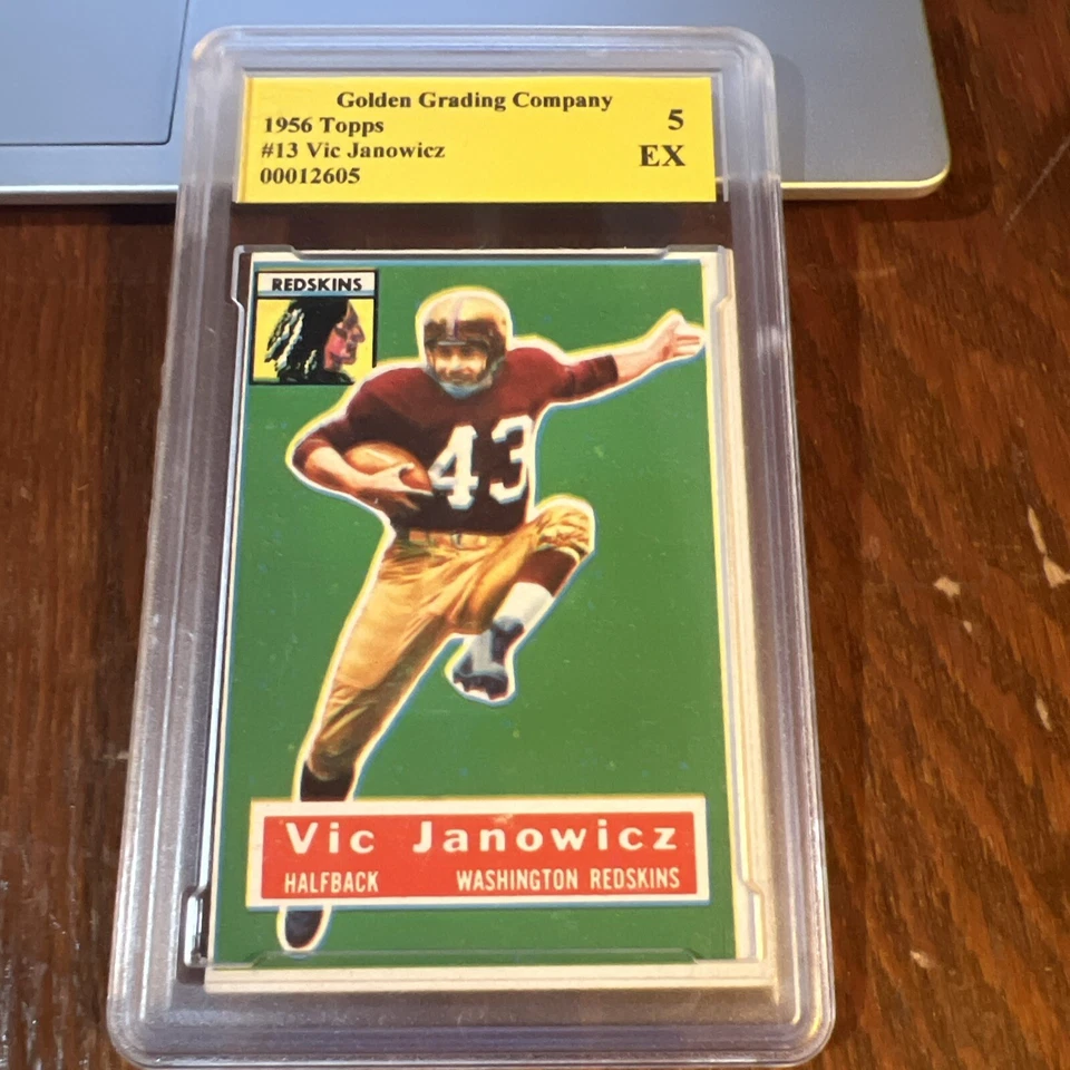 Vic Janowicz 1956 Topps Football Card #13 Golden Grading 5 EX Redskins OSU - Image 1 of 3