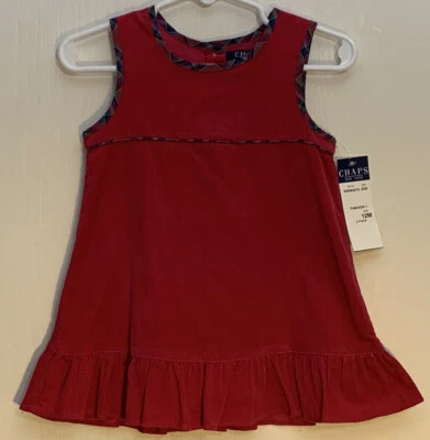 Chaps Baby Girl's 12M Jumper Fuchsia Corduroy Plaid Trim High Waist Cotton NWT - Image 1 of 4