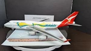 1/200 QANTAS AIRWAYS BOEING 747-400 GO WALLABIES COLORS VH-OJO HERPA MODEL - Picture 1 of 8