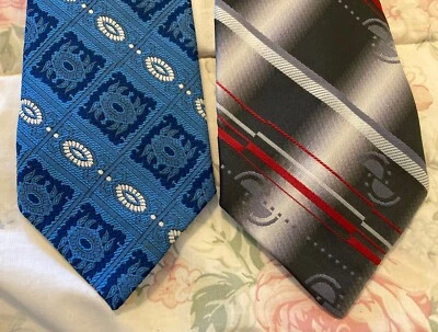 DISCO NERDY MOD Vintage Años 70 Poliéster Hombres Clip On Corbatas Lote de 2 Piezas Usado en Excelente Condición Foto 1 de 4