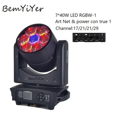 ArtNet Powercon 7x40W RGBW ZOOM LED mini beam wash 17/21/29CH moving head lights - Image 1 of 4