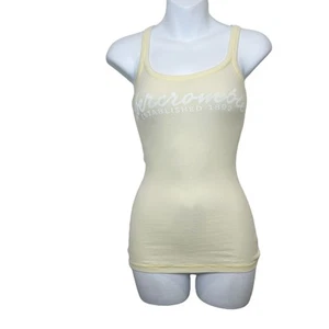 Abercrombie vintage butter yellow spellout tank top size medium stretch Y2K 90s - Picture 1 of 7