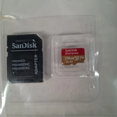 SanDisk Extreme 256GB Micro SDXC Memory Card With Adapter NEW OPENED - Image 1 of 3