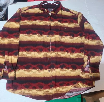 Y2K 90s Woolrich Western Chamois Brushed Cotton Flannel Button Shirt 2XL Aztec - Image 1 of 4