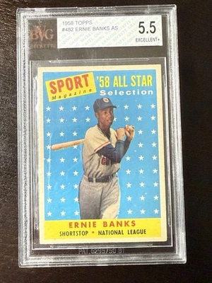 1958 Topps No482 Эрни Бэнкс All Star BVG 5.5 Chicago Cubs Зал славы  - Изображение 1 из 2