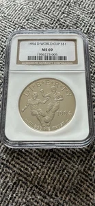 1994-D World Cup Soccer Silver Dollar Coin $1 NGC Certified MS69 - Picture 1 of 2