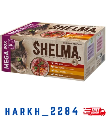 Shelma Katzen-Nassfutter Fleisch Megapack mit den Sorten Rind, Truthahn,40 x 85g - Bild 1 von 4