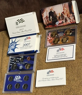 2007-S-U.S. Mint Proof Set-Including State Quarters & President $1 Coins-COA&OGP - Image 1 of 4