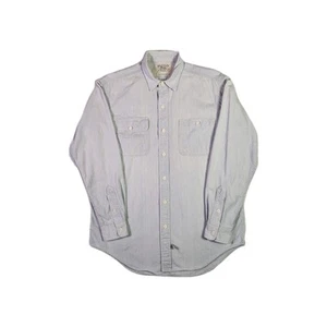 Camisa Polo Ralph Lauren VINTAGE a Rayas Para Hombre Mediana Blanca Abotonada Hecha en EE. UU. - Imagen 1 de 10