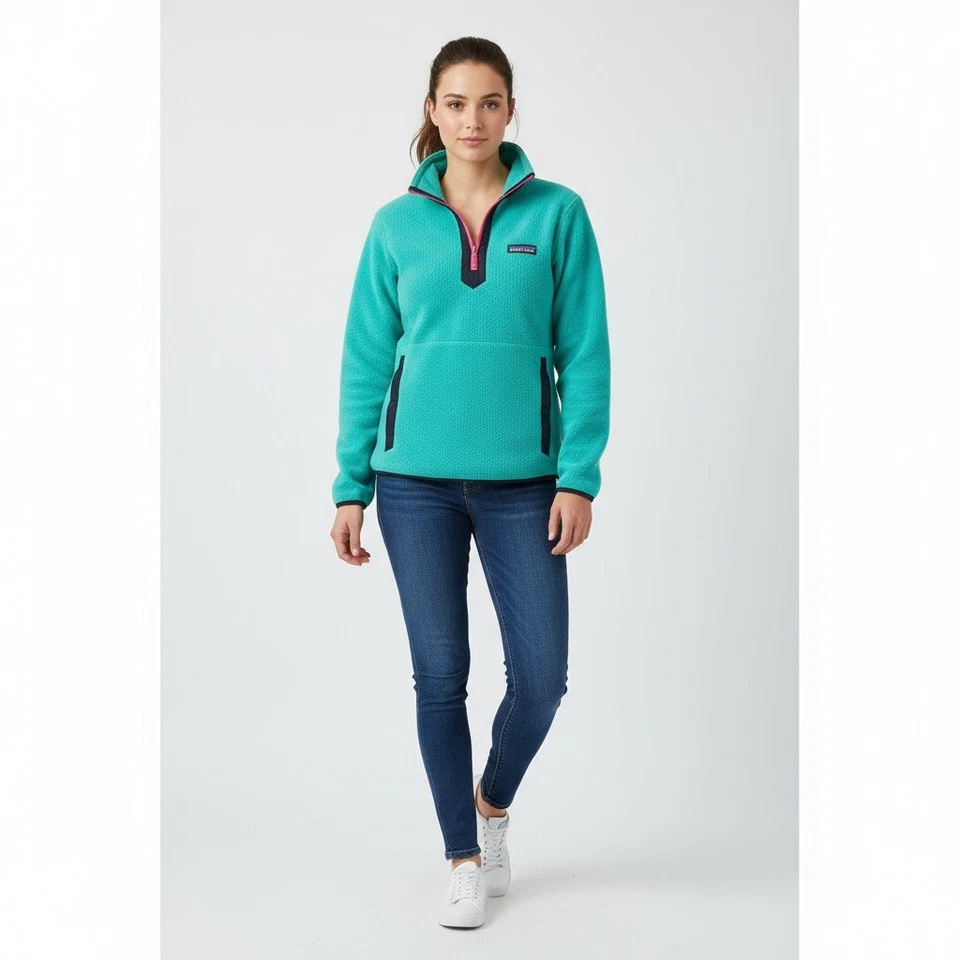 Pulôver de lã Patagonia Synchilla Snap-T pequeno turquesa vintage feito nos EUA - Imagem 1 de 4