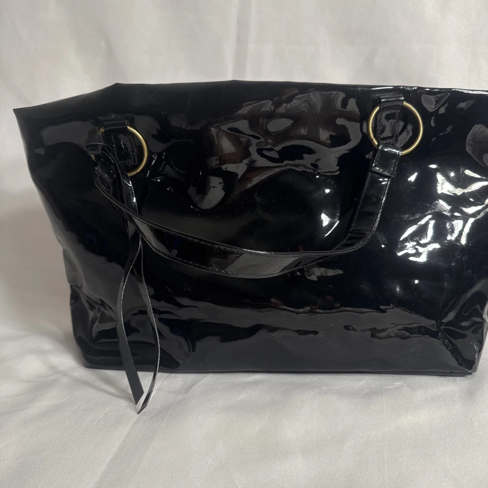 Vintage Nieman Marcus Black Patent Leather Handbag Purse  - Image 1 of 4