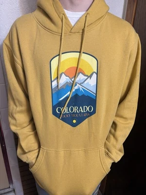 Sudadera con capucha Yellow Prairie Mountain Rocky Mountains Colorado talla mediana Foto 1 de 3