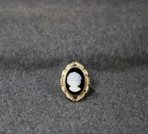 Vintage SETA Ring vergoldet 925 Sterling Silber Kamee - Bild 1 von 7