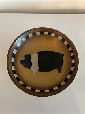 Primitive Pig Wooden Decorative Bowl - Image 1 of 4
