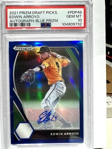 Edwin Arroyo 2021 Panini Prizm Draft Picks Blue Prizm Autographs /99...PSA 10 - Picture 1 of 4