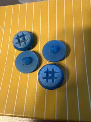 Vintage Art Deco Blue Moulded Buttons 1/2” Lot Of 4 Hashtag Crisscross Plastic - Image 1 of 4