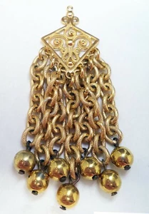 Vintage Very Lightweight Gold Eastern-Indian-Style Pendant - Picture 1 of 4