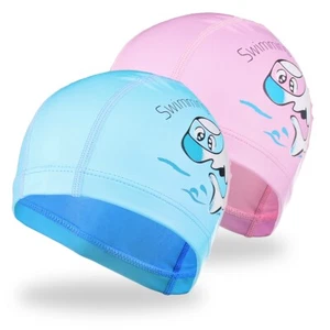 Waterproof Solid PU Swim Cap for Kids Children Breathable Ear Wrap Protection - Picture 1 of 11