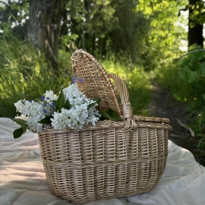 Large Wicker Picnic Basket – Double Lid Willow Hamper for Romantic picnic - Image 1 of 4