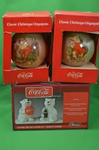 Vintage Coca Cola Weihnachten Glas Ornamente, Eisbär Salz Pfefferstreuer Set - Bild 1 von 6