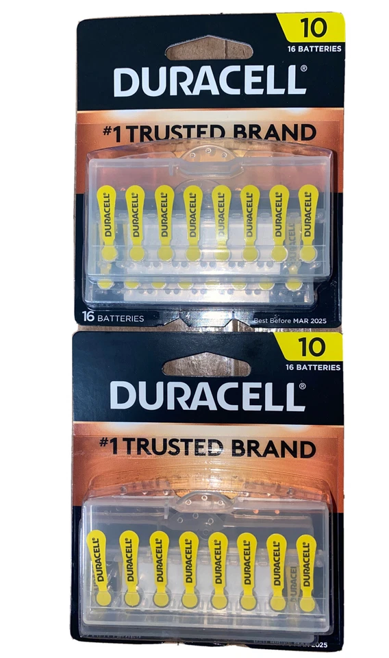 NEW SEALED  LOT OF 32 SIZE 10 Duracell Hearing Aid Batteries (2x 16 pack)  - Image 1 of 1