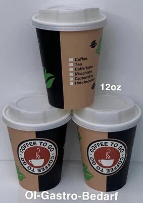 500  Hartpapier 300 ml Coffee to go Becher Pappbecher mit Deckel - Bild 1 von 2