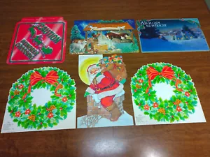 Vintage Hallmark Christmas Die Cut Door Wall Decoration Lot of 6 Santa More NOS - Picture 1 of 11