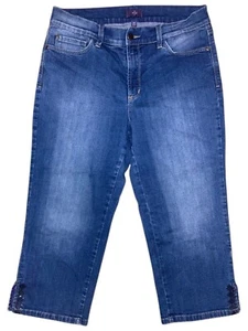 NYDJ Jeans donna 10 blu denim gamba ritagliata lavaggio scuro vita media preppy donna - Foto 1 di 9