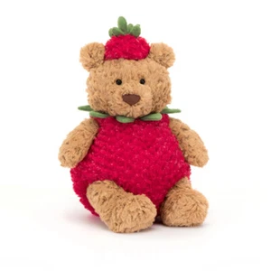 Jellycat Bartholomew Bear Strawberry - Brown Bear Plush Toy - 26cm NWT - Gifts - Picture 1 of 7