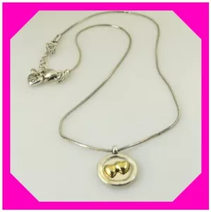 BRIGHTON HAVE HEART Gold Silver Reversible PETITE Pendant NECKLACE Preloved - Picture 1 of 2