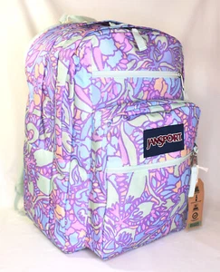 Neu JanSport großer Studenten Laptop Rucksack -- Fluid Floral Pastell Flieder - Bild 1 von 8