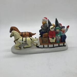 Lemax 1998 CHRISTMAS VILLAGE Porcelain Country Sleigh Ride Horses NO BRIDLE - Picture 1 of 19