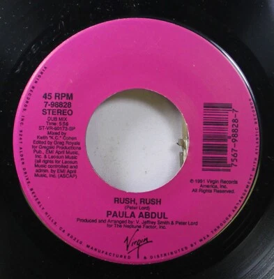 90'S / Pop 45 Paula Abdul - Rush, Rush / Rush, Rush On Virgin - Image 1 of 2